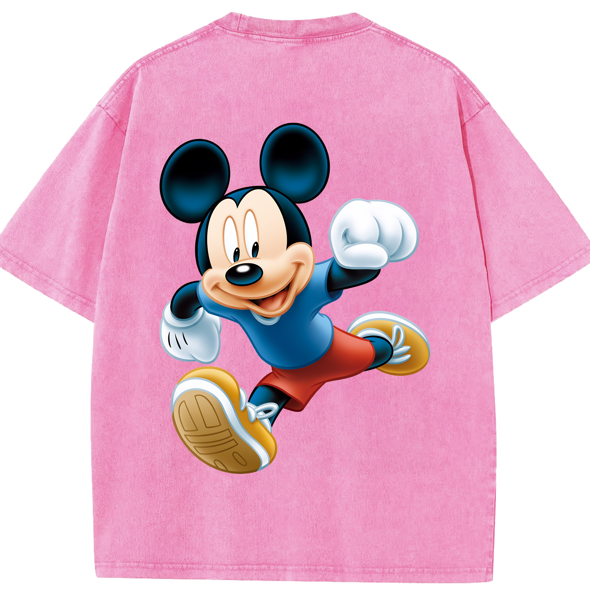 （画像用） ミッキーマウス Mickey Mouse 綿100% ヴィンテージ風 半袖Tシャツ（背面プリント）